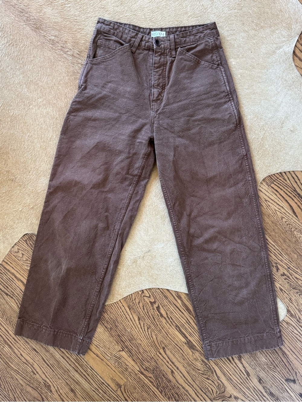 ROAM Wide-Leg Cotton Pants in Chocolate Brown